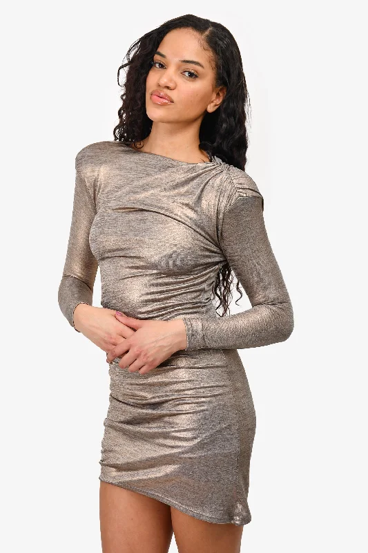 Lovers + Friends Silver Slinky Mini Dress Size S Classic Floral Print Mini Dress