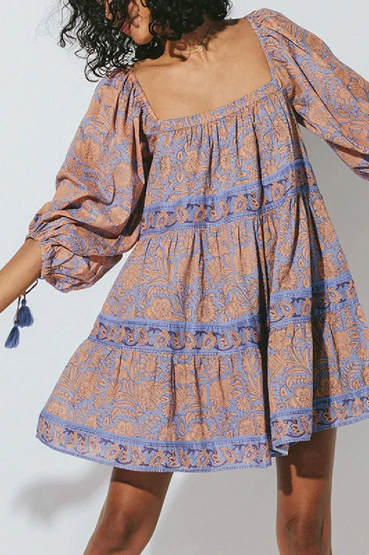 Hattie Mini Dress Vine Block Chic Mini Dress with V-Neck