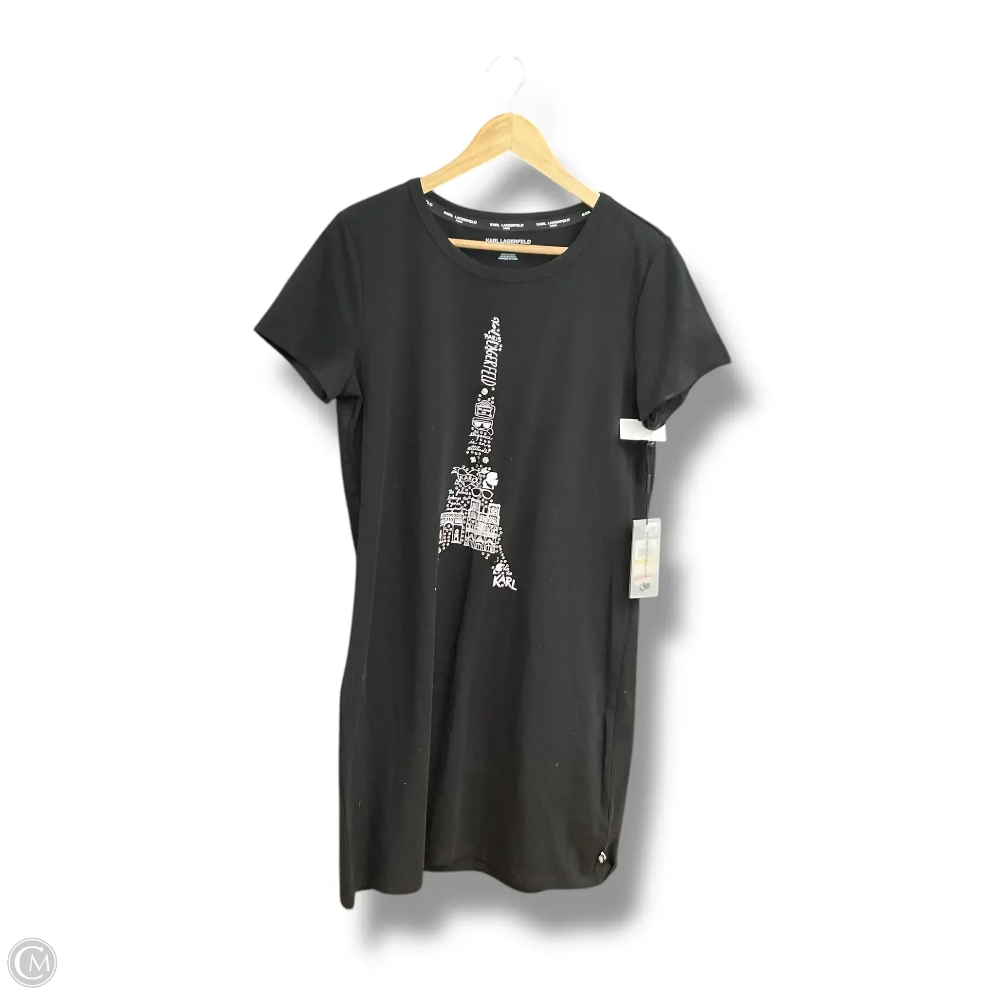 Dress Designer By Karl Lagerfeld In Black, Size: M Tunics Denim casual