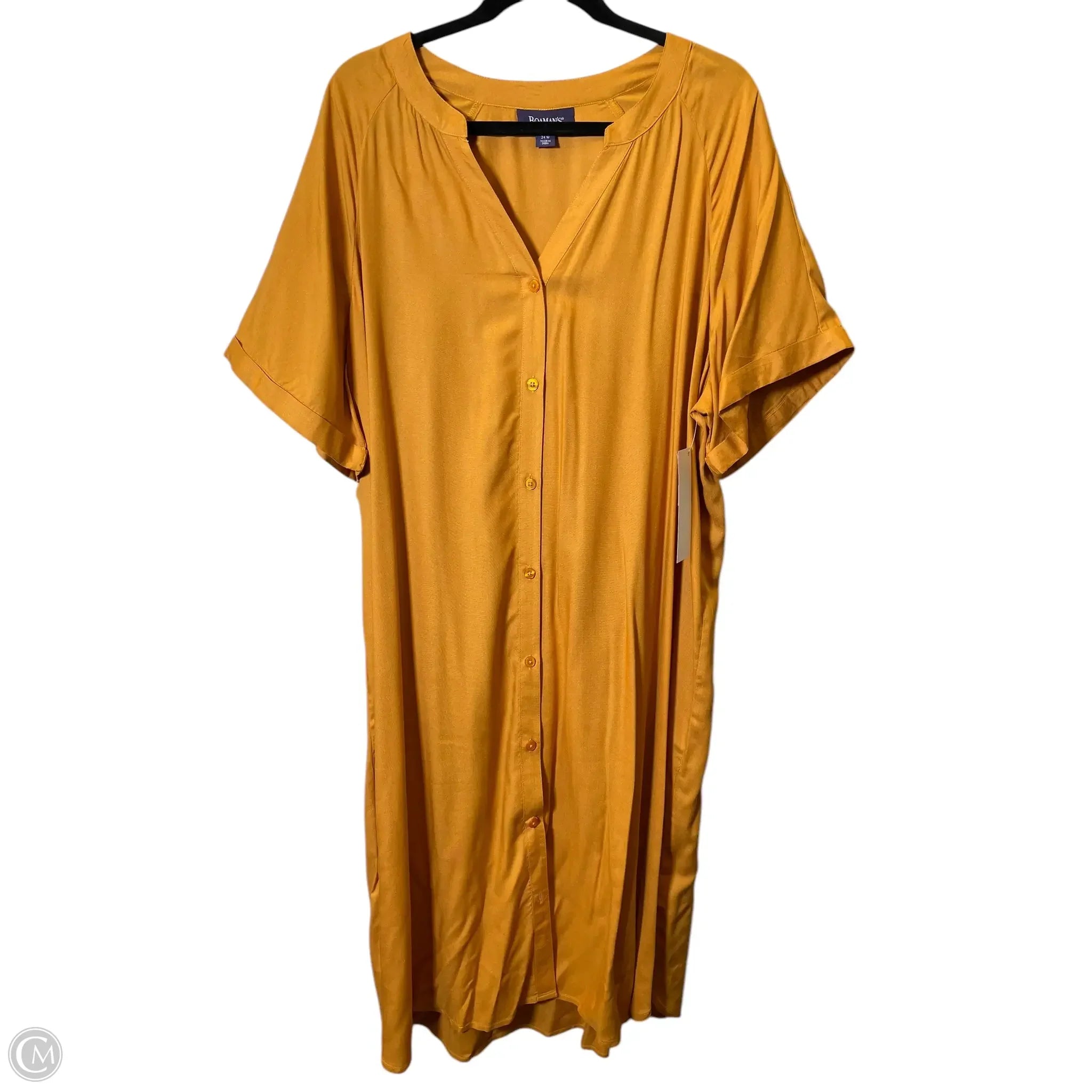 Dress Casual Maxi By Roamans In Yellow, Size: 3x Tunics Fleece cozy