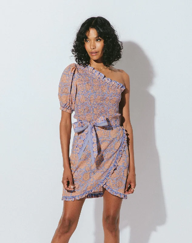 Cassidy Mini Dress Vine Block Print Cozy Jersey Mini Dress