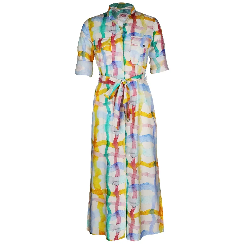 Nellie Safari Maxi Dress Watercolour Check Tunics Gym athletic