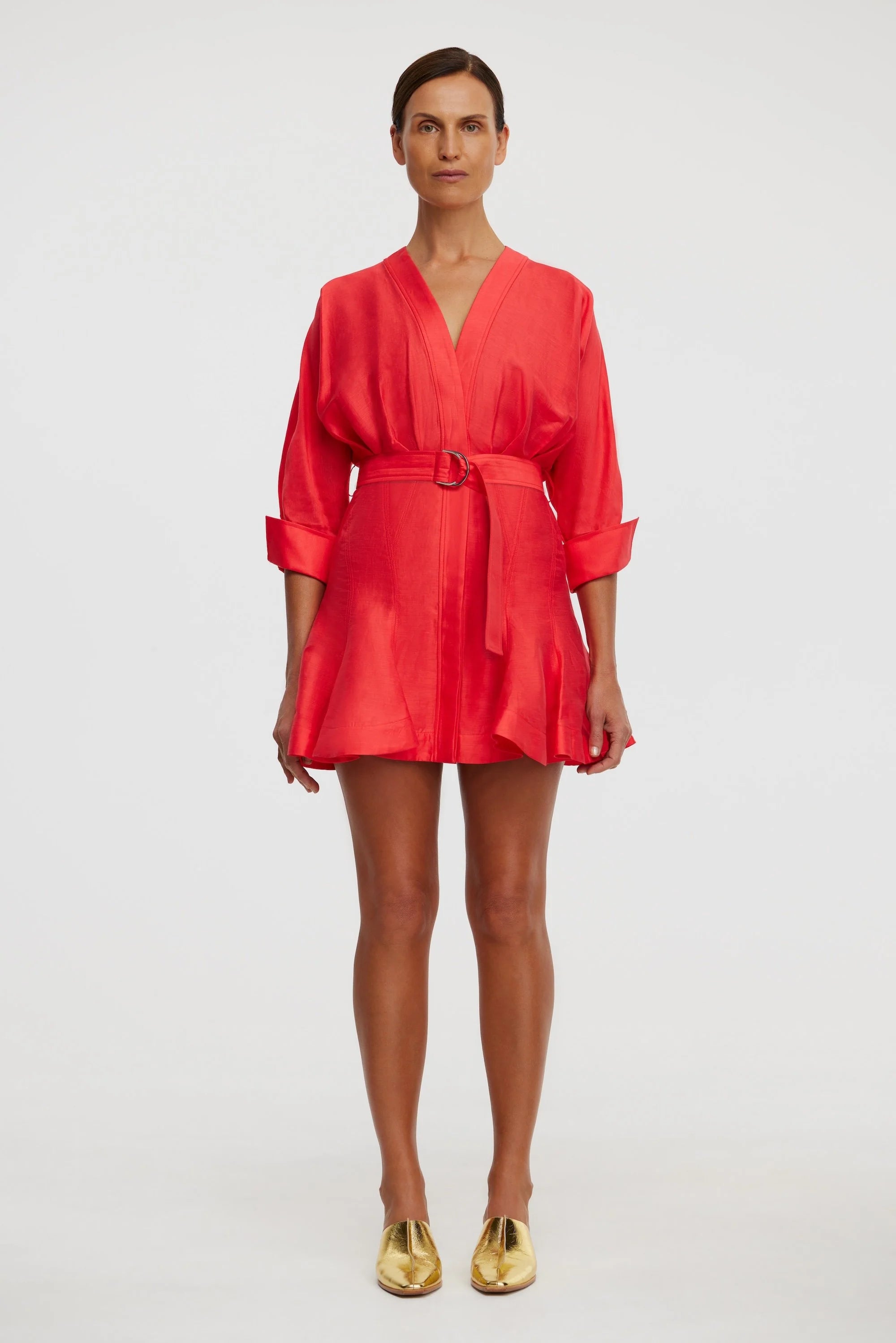 Acler Fairyhill Mini Dress Chili Stylish Short-Sleeve Mini Dress