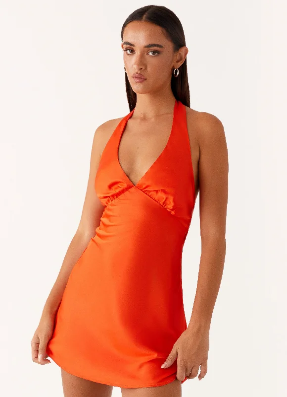 Heavy Hearted Mini Dress - Orange Elegant Velvet Mini Dress