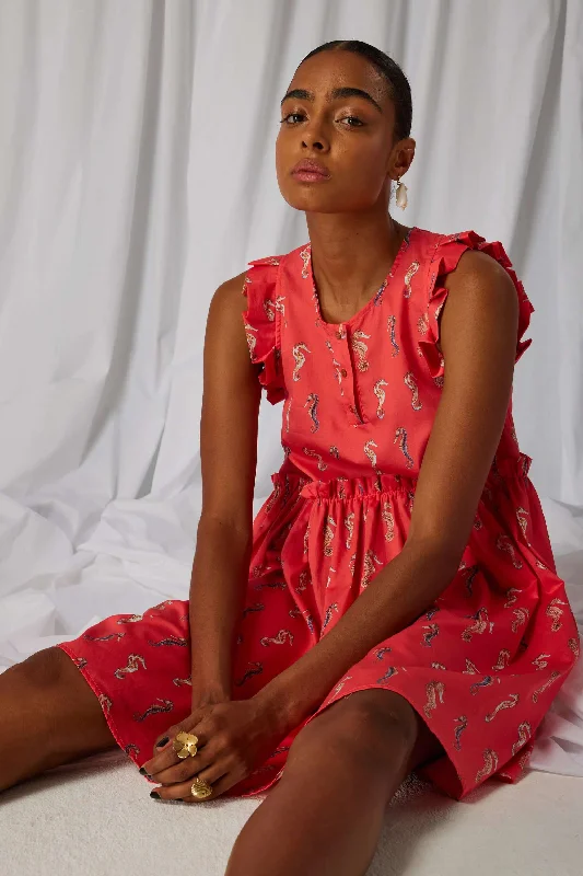 Kaya dress in Gravure print Turtleneck Neckline Stylish