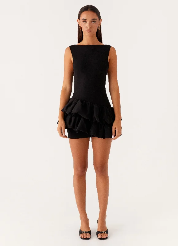 Break Free Mini Dress - Black Chic Tropical Mini Dress