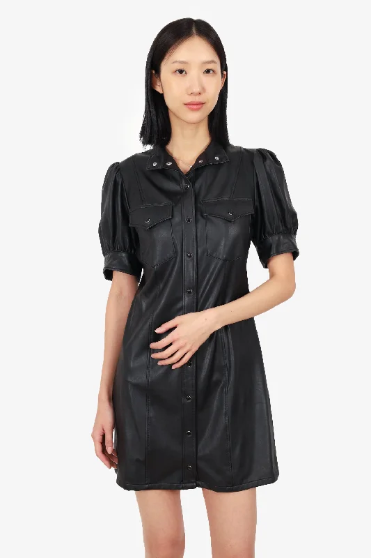 The Kooples Black Faux Leather Mini Dress Size 2 Classic Floral Mini Dress