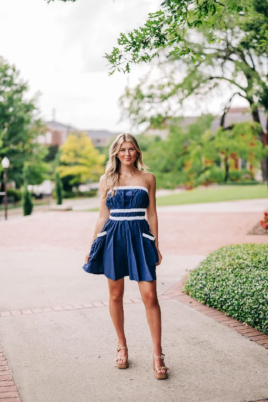 Stevie Mini Dress - Navy Cozy Ribbed Mini Dress