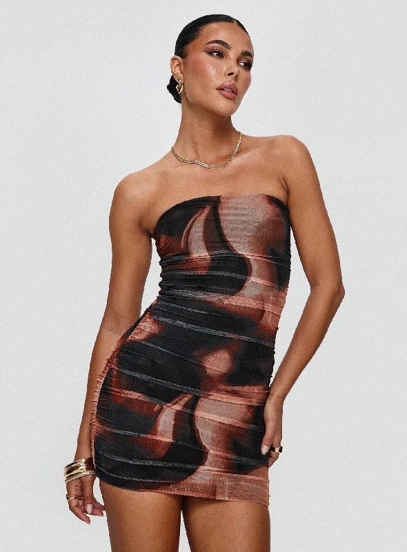 Micah Mini Dress Brown Multi A-Line Day Work