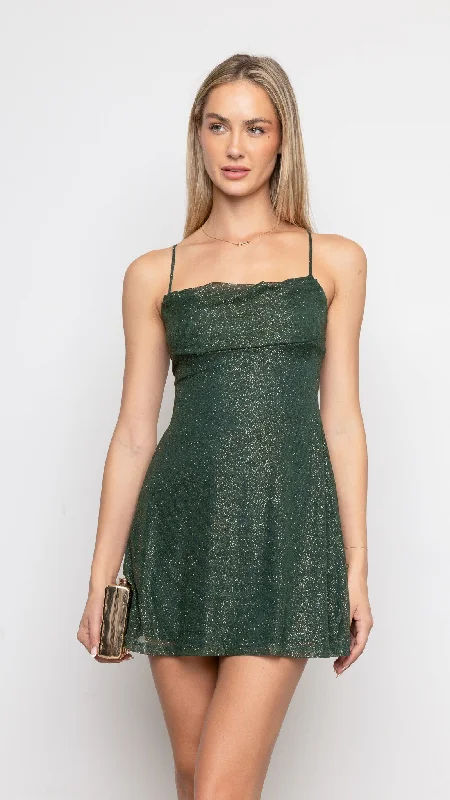 Nadir Mini Dress in Green Trendy Lace Mini Dress