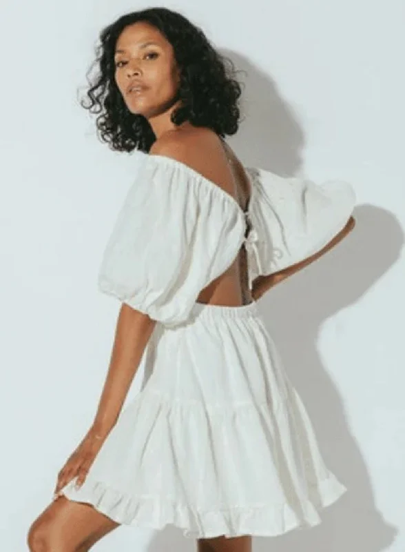 Olive Mini Dress Ivory Elegant Mini Dress with Ruffles