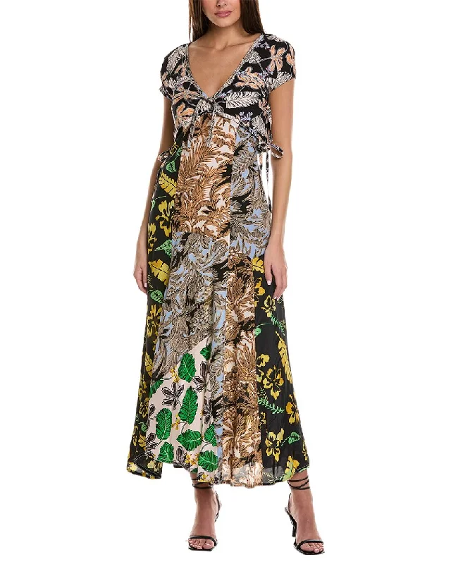 3.1 Phillip Lim Patchwork Silk Dress Square Neckline Feminine