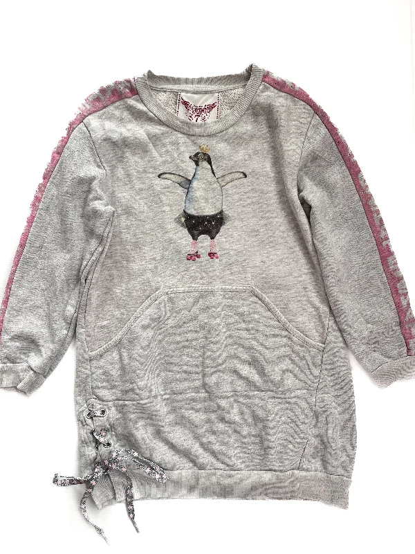 Paper wings organic sweatshirt dress (7Y) Hoodie with Hem Embroidery Detailed Premium