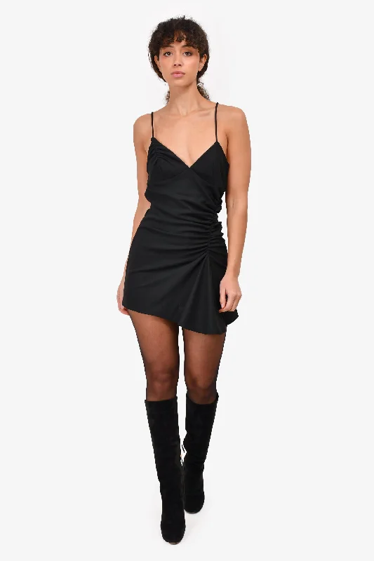 Jacquemus 'La Bomba' Black Rouched Tank Mini Dress Size 38 Casual V-Neck Mini Dress