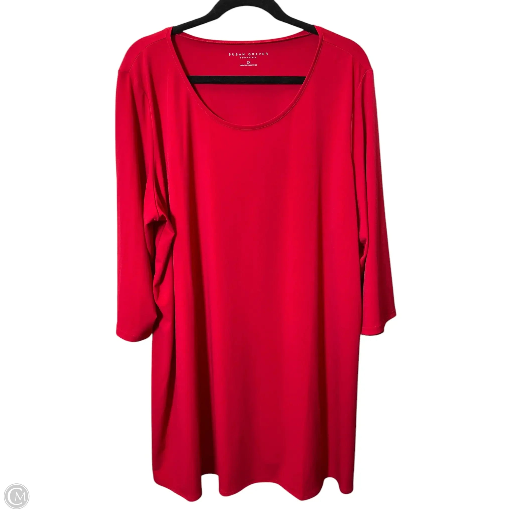 Dress Casual Short By Susan Graver In Red, Size: 2x Tunics Print Colorful