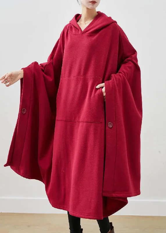 Mulberry Cotton Sweatshirts Dress Winter Hoodie with Hem Ribbing Snug Secure