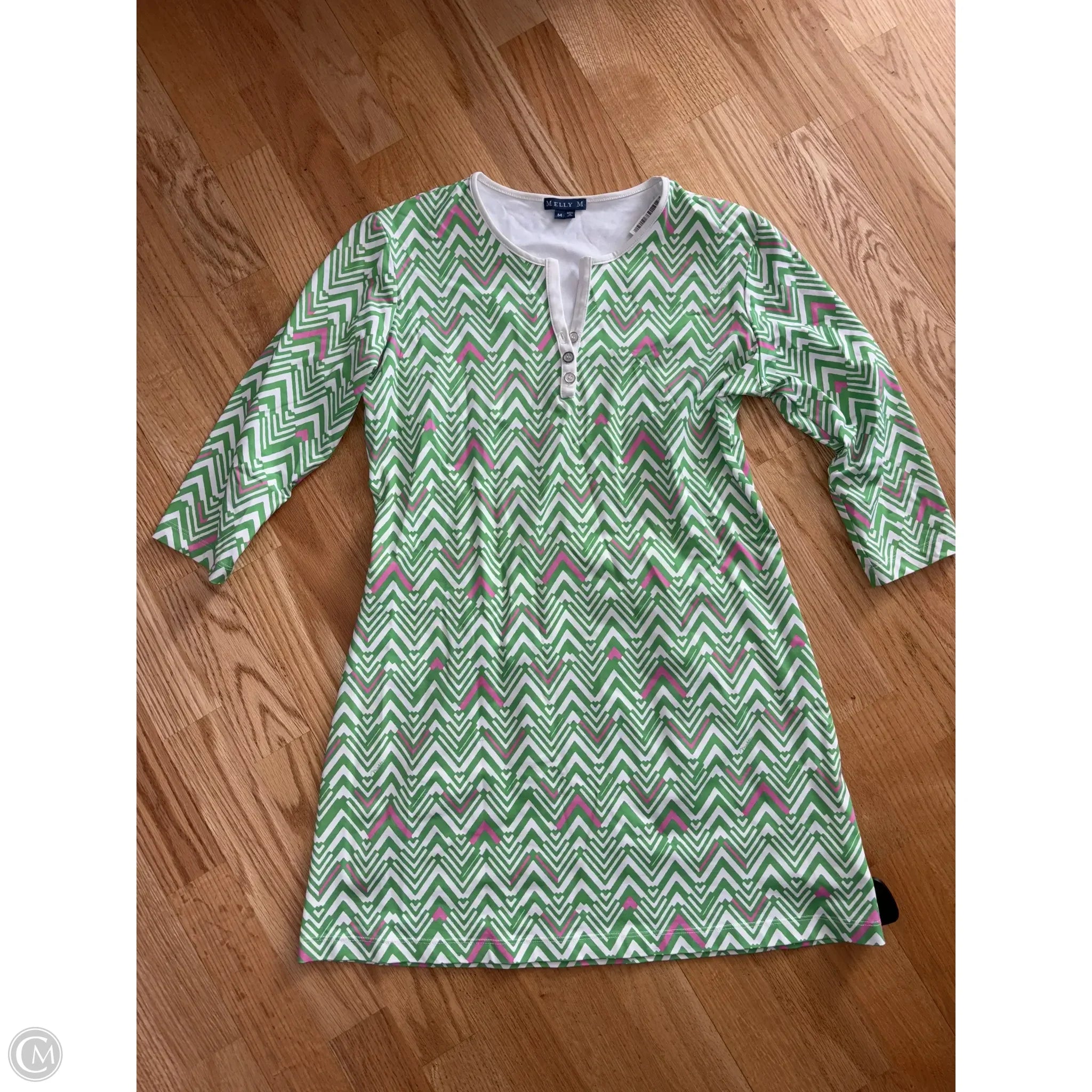 Dress Casual Short By Melly M In Green & Pink, Size: M Tunics Leisure comfortable