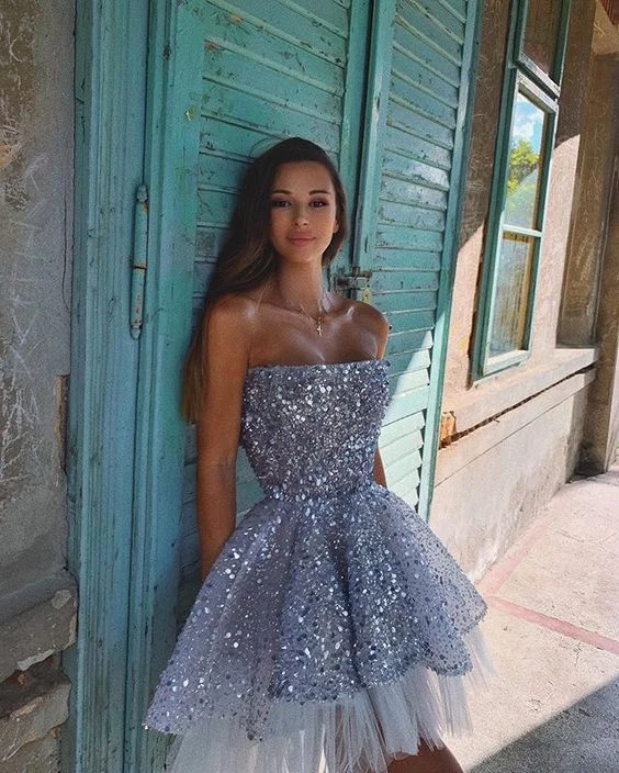 Sexy sequin Mini Dress  homecoming dress    cg11190 Fashionable Off-Shoulder Mini Dress