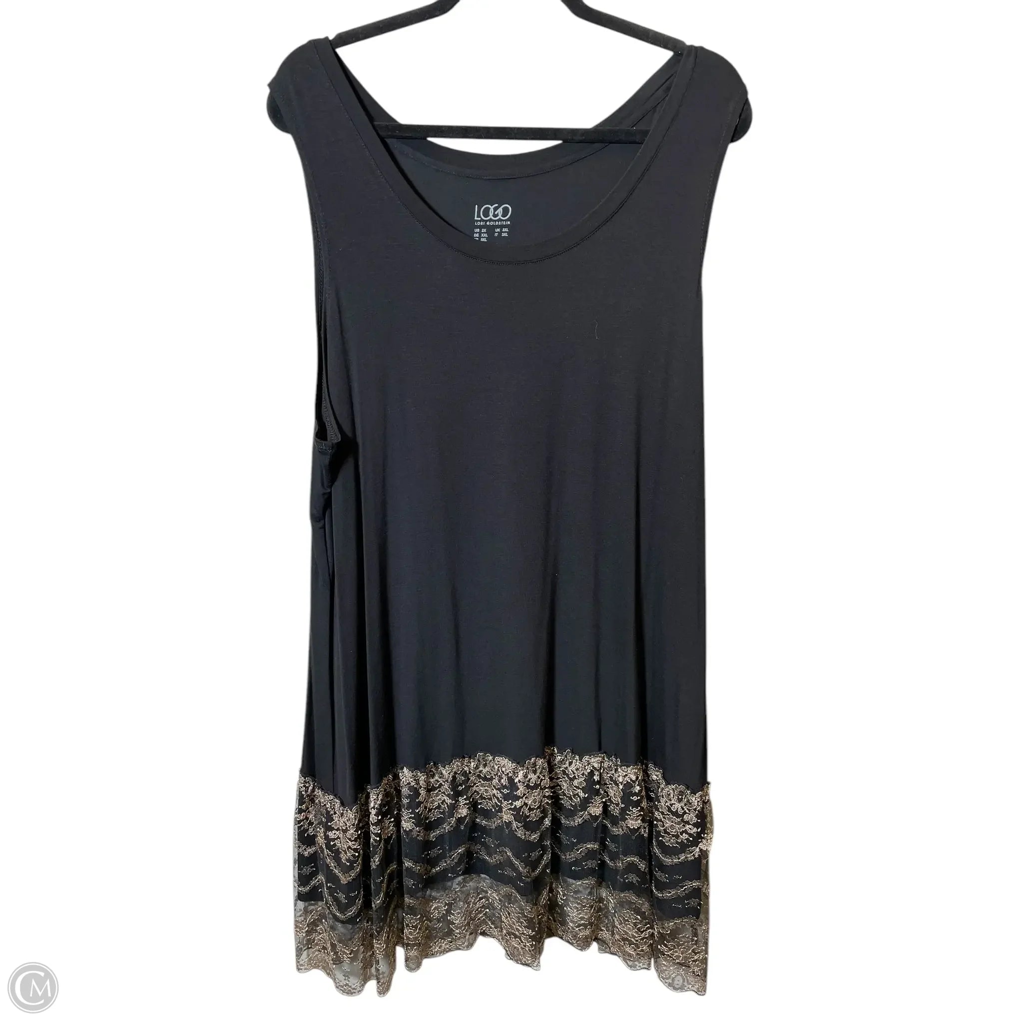 Dress Casual Short By Logo In Black & Gold, Size: 2x Tunics Satin smooth