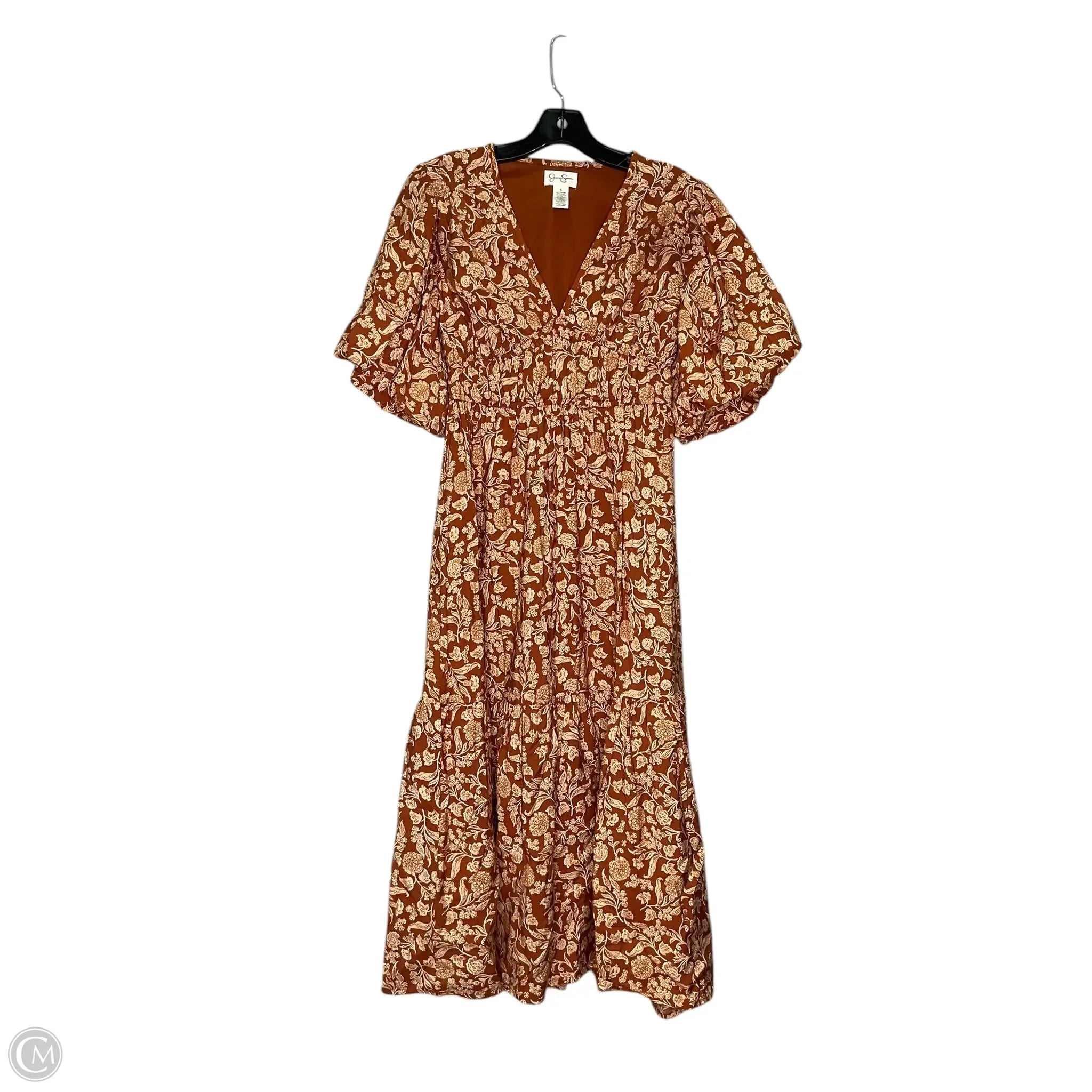 Dress Casual Midi By Jessica Simpson In Floral Print, Size: S Tunics Distressed trendy
