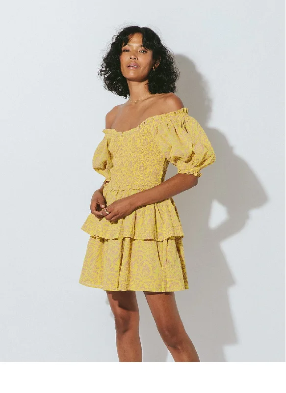 Luna Mini Dress Camellia Print Elegant Lace Mini Dress