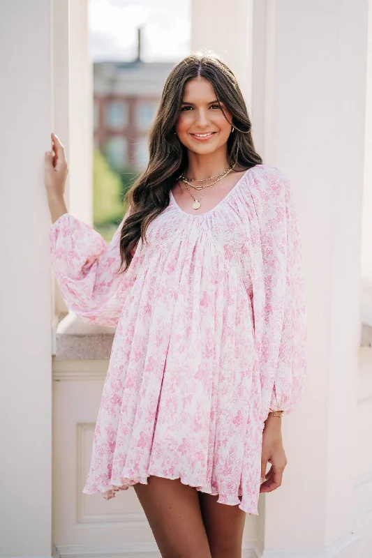 Willow Mini Dress - Pink Stylish Short Sleeve Mini Dress