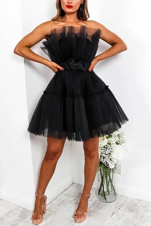 Strapless Layer Mini Dress homecoming dress   cg9773 Fashionable Off-Shoulder Mini Dress