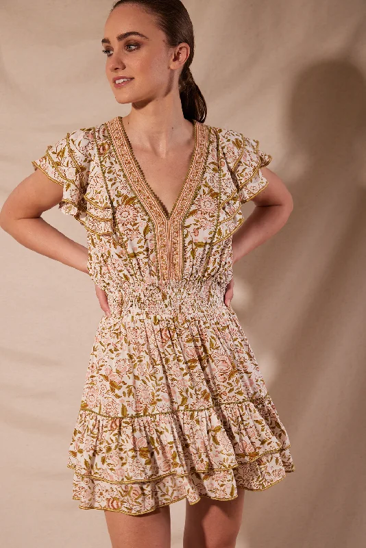 Mini Dress Camila Green Menton Viscose Fashionable Mini Dress with Pockets