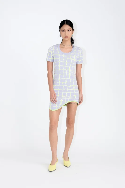 DEXTER AQUA SHORT SLEEVE MINI DRESS Elegant Lace Mini Dress