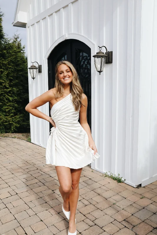Very Chic Mini Dress - Off White Cozy Cotton Mini Dress