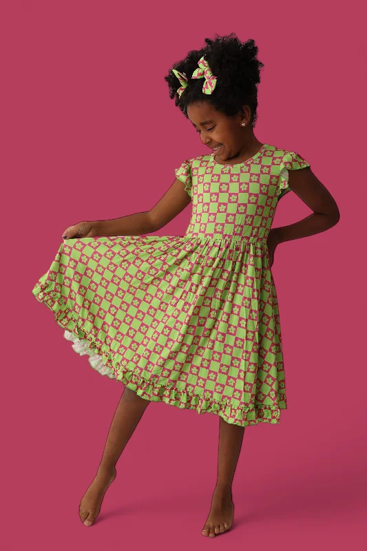WILD DAISY CHECKERS DREAM RUFFLE DRESS Tunics Polka dots