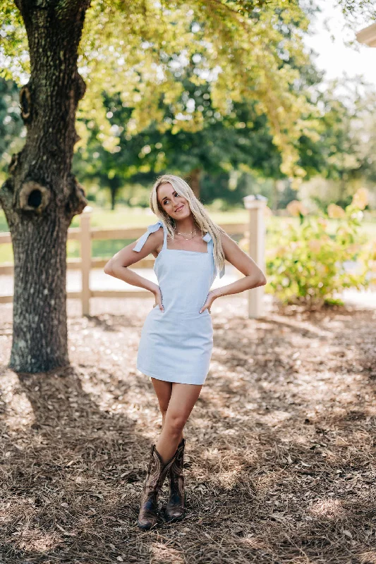 Scott Mini Dress - Ice Blue Fashionable Mini Dress with Pockets