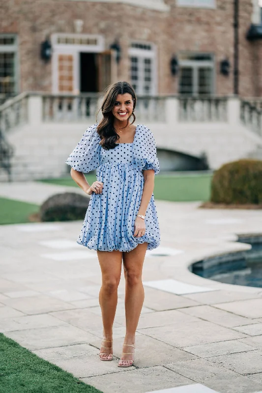 The Louisa Mini Dress - Blue Cozy A-Line Mini Dress