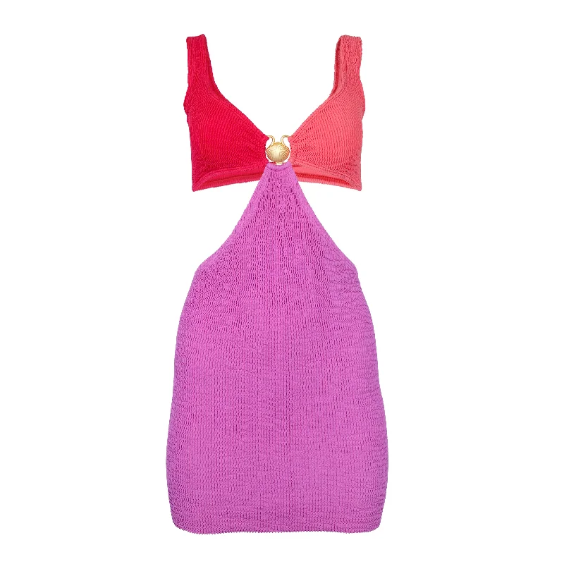 Sunset Mini Dress Cherry/Coral/Magenta Trendy A-Line Mini Dress