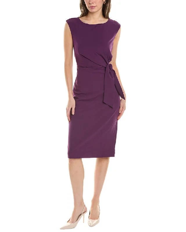 Tahari ASL Tie Front Sheath Dress Tunics Silk luxurious