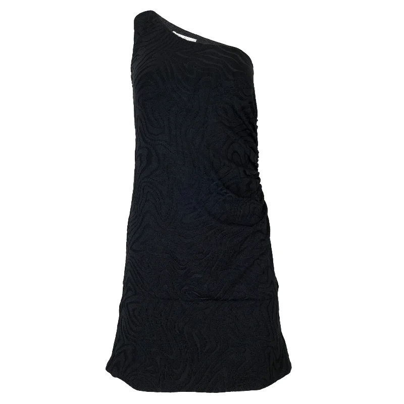 Second Wave One Shoulder Mini Dress Black Classic Striped Mini Dress