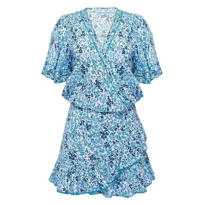 Mini Dress Mabelle Sky Blue Daffodil Classic Solid Mini Dress