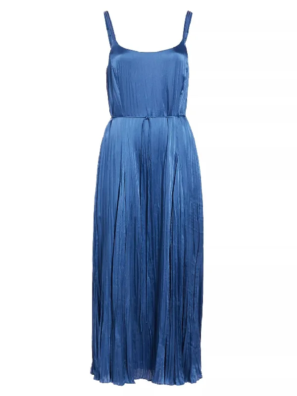 Crushed Silk Relaxed Slip Dress In 485 Cdb Cadet Blue Tunics Practical durable