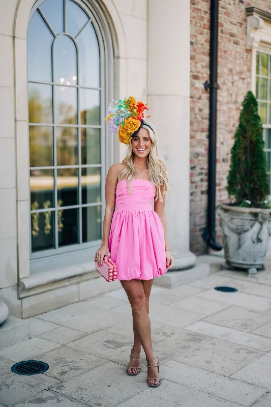 Sasha Mini Dress - Pink Chic Tropical Mini Dress