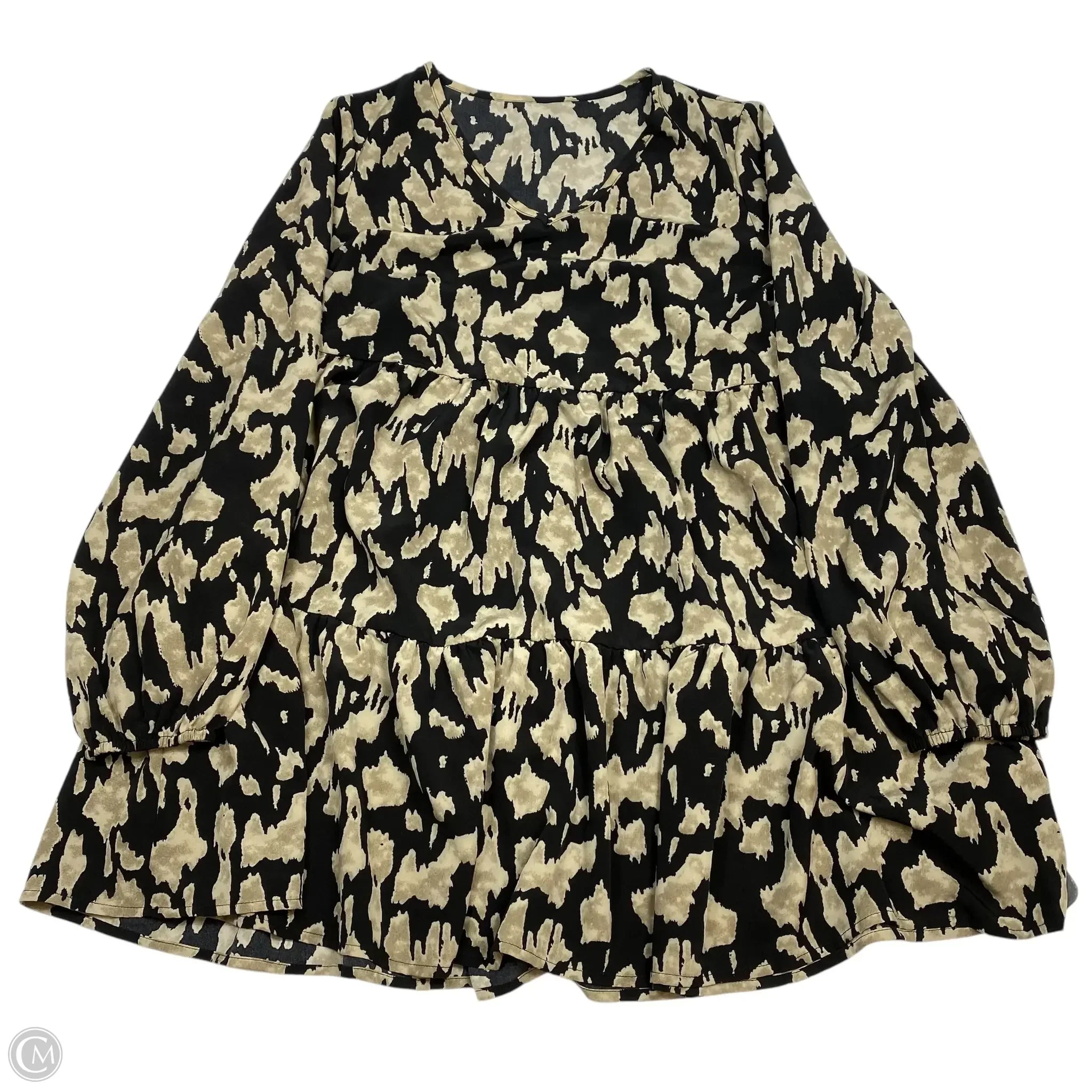 Dress Casual Short By Emery Rose In Black & Cream, Size: M Tunics Print Colorful