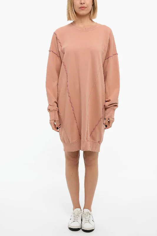 Diesel Brushed-cotton D-ROBBIECUT Sweatshirt-dress Hoodie with Ribbed Cuffs Snug Fit Comfort