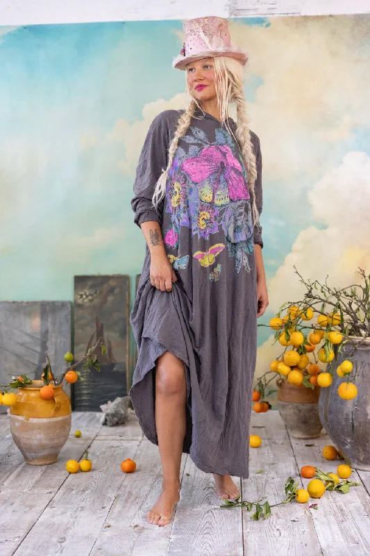 Flor de la Pasión Viggo Hoodie Tee Dress Hoodie with Hem Raw Edge Edgy Unfinished