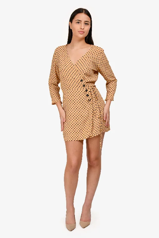 Faithfull The Brand Beige/Black Polkadot Mini Dress Size 2 Cozy Knitted Mini Dress