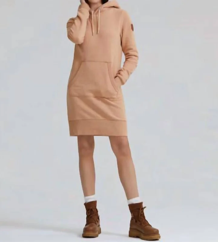 Hoodie Dress In Tan Hoodie Jacket Zipper Layering