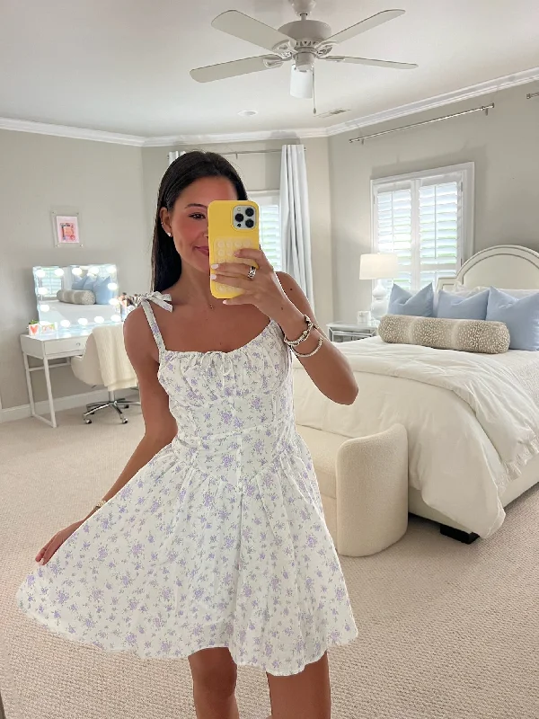 Going Steady Mini Dress - Lilac Bouquet Fashionable Summer Mini Dress