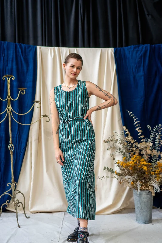Wrap Dress - Teal and Black Stripe Print Tunics Trousers formal