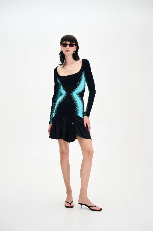 BELLA MIXED MEDIA MINI DRESS Classic Striped Mini Dress