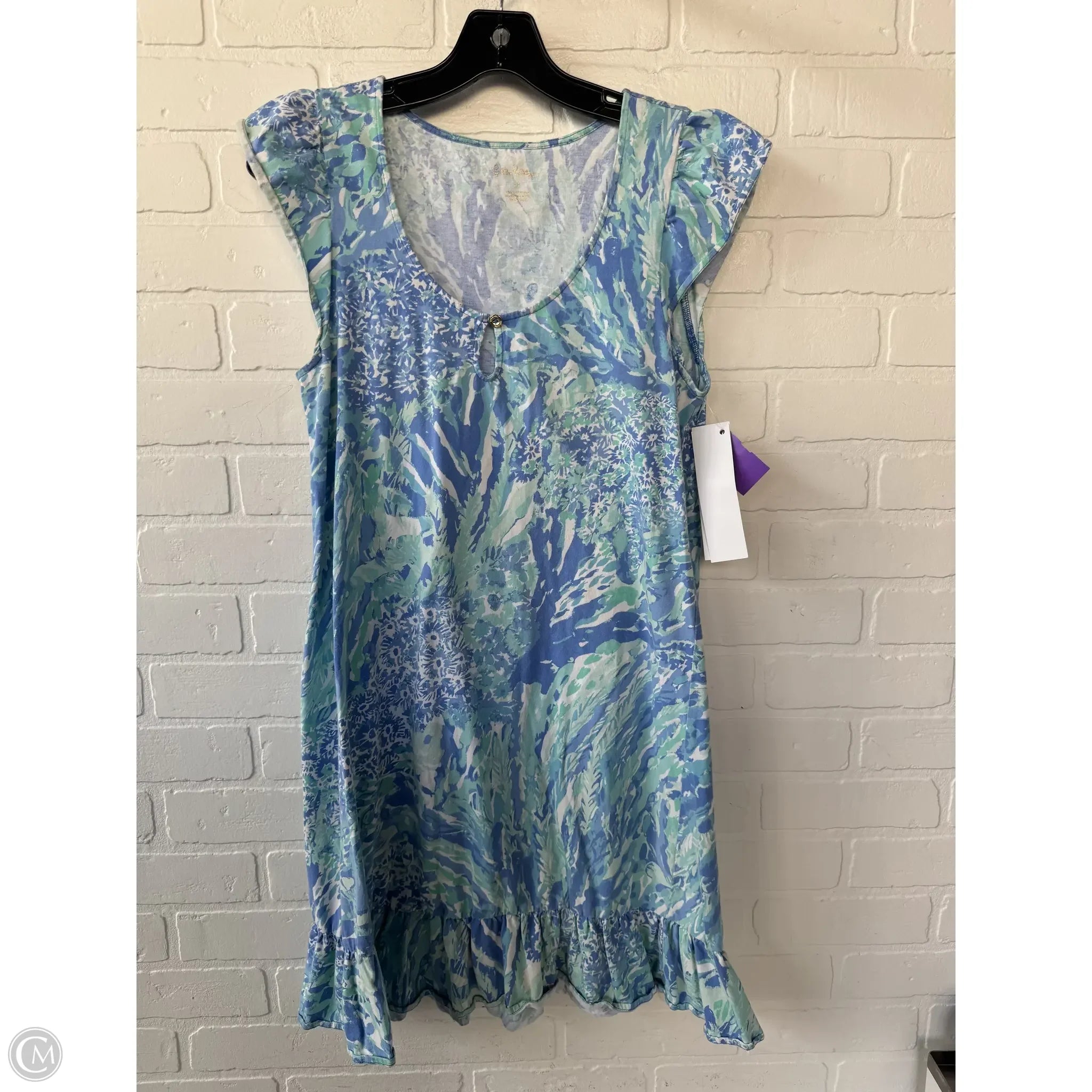Dress Casual Short By Lilly Pulitzer In Blue & Green, Size: M Tunics Sophisticated sleek