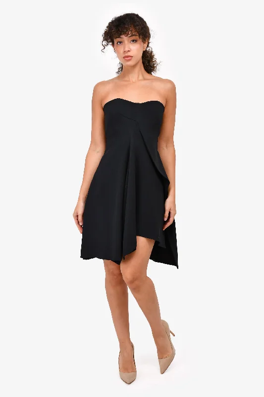 Stella McCartney Black Strapless Flared Mini Dress Size 10 Stylish Ribbed Mini Dress