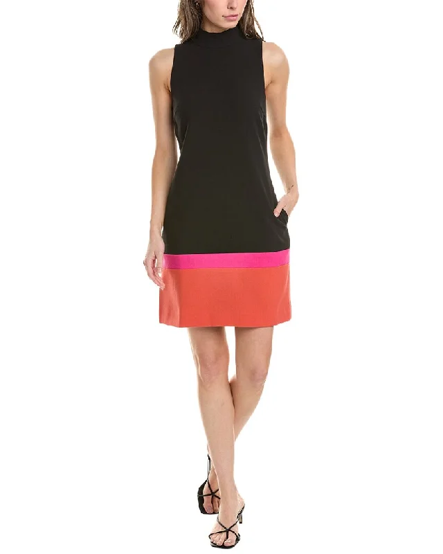 Tahari ASL Pebble Crepe Sheath Dress Tunics Formal black